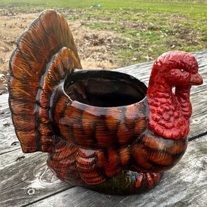 1999 Holland Floral Turkey Planter/Vase/Decor